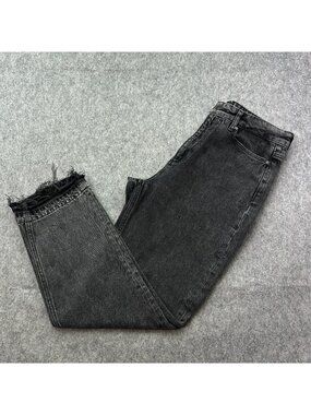 Paige Sarah Straight Ankle Jeans Women's Size 30 Black Priscilla Destructed